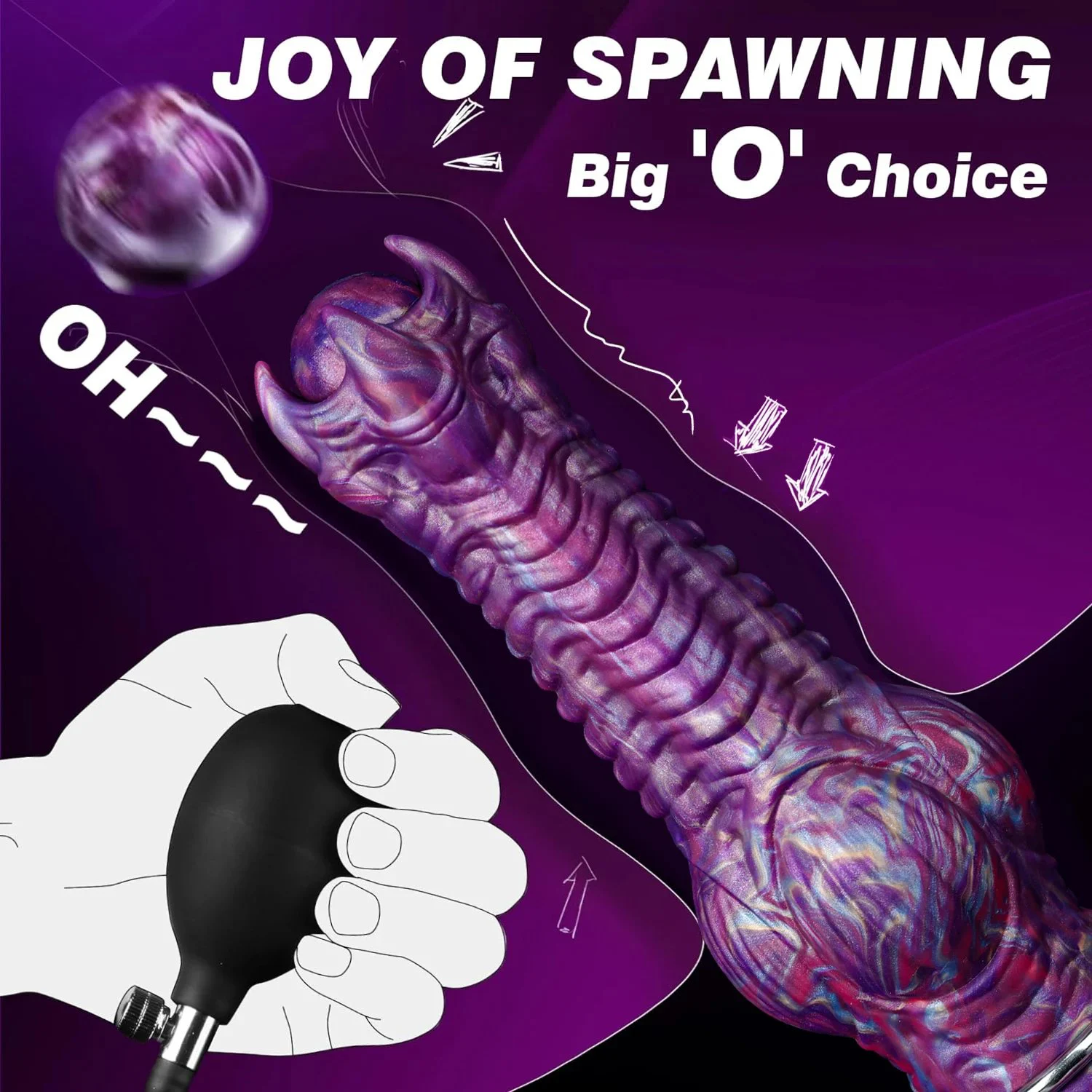 Fantasy Monster Alien Ovipositor Dildo with 4 Balls & 3 Eggs Soft Silicone Waterproof Adult Sex Toy for Women Men