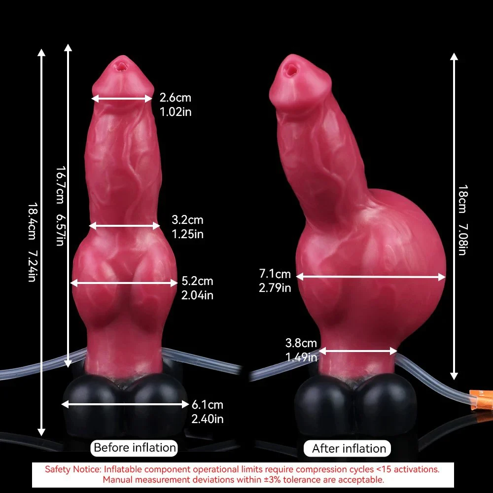 Full Size Black Inflatable Squirting Fantasy Sex Toy with Suction Cups on the Bottom for a Realistic Dildo Experience