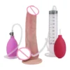 Latest 7.4'' Realistic Squirting Inflatable Knot Penis Ejaculating Dildo Toy Flirtnig Orrgsm Real Skin Dildo Strong Suction Cup