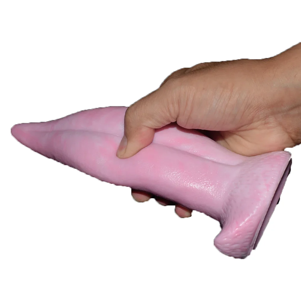 Imitated Human pink Tongue Nip Head Vagina G-spot Anal Dildo Silicone Rubber Penis for Women Masturbators