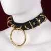 Leather Restraint Collar Suitable for Male and Female Enthusiasts Available in Two Colors Adjustable Collar