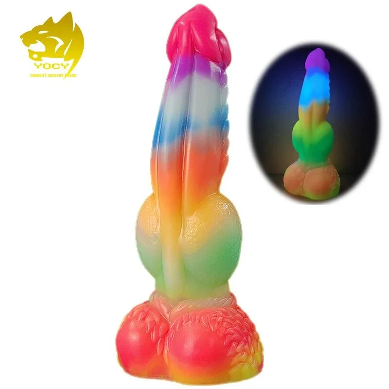 Trend 24cm Luminous Fantasy Knot Animal Dog Penis Dildo Female Masturbation Sex Toy