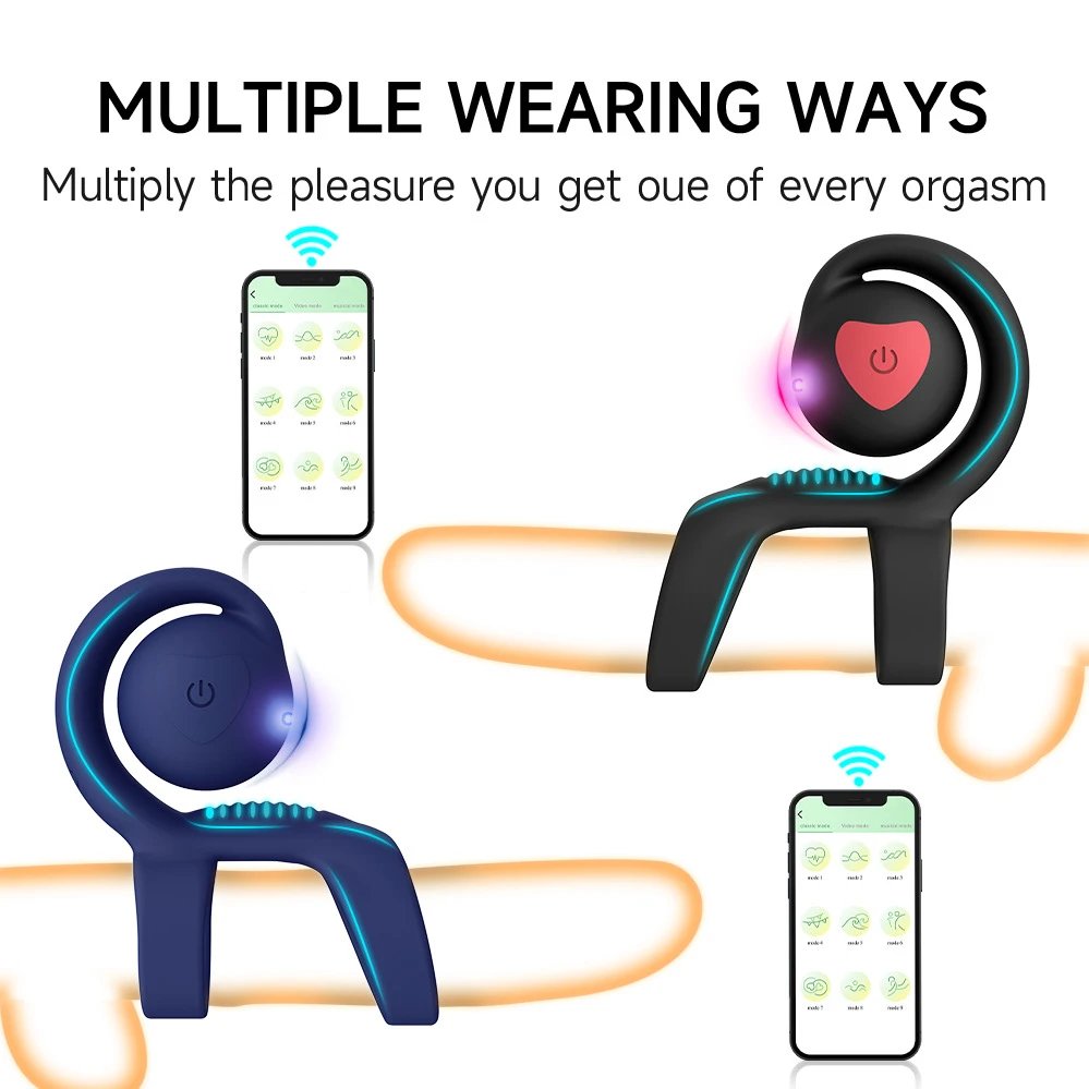 APP Remote Control Double Motor 9 Modes Snail Sexual Vibrating Cock Ring for Adult Toy