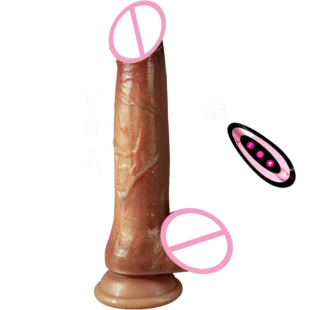 Remote Control Telescopic Swings Huge Big Penis Realistic Dildo Vibrator Thrusting Heating Vibrating Silicone Dildo for Women
