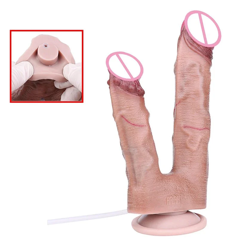 Dual Head Squirting Dildo with Syringe and air Pump Sex Toys Double Stimulation Experience Feeling Silicone