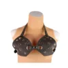 Sleek Black Leather Bra Adjustable Breast Strap Belt Metal Rings Edgy Fetish Style Woman Body Accessories
