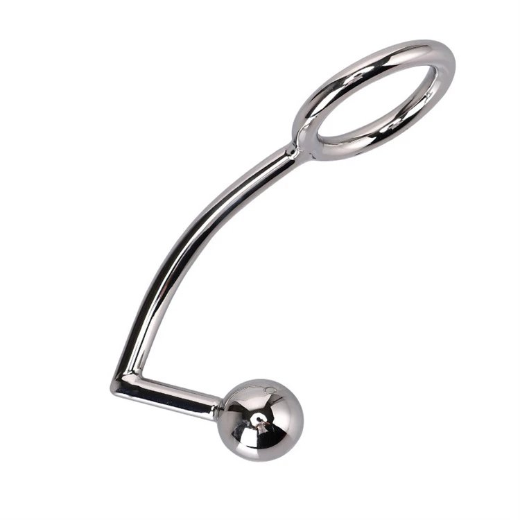Erotic Sex Toys Metal Anal Hook Stainless Steel Cock Ring With Anal Ball