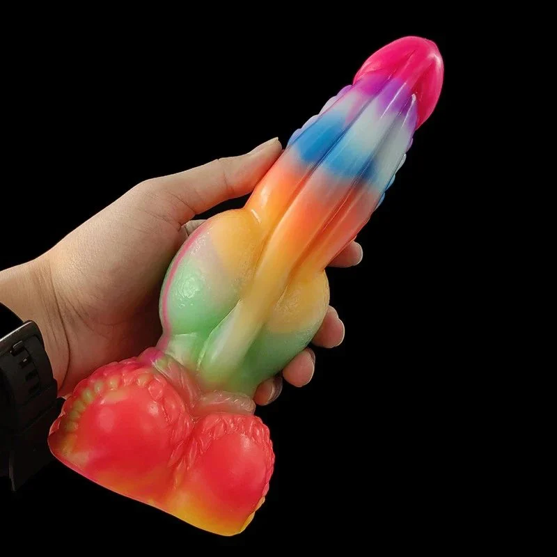 Trend 24cm Luminous Fantasy Knot Animal Dog Penis Dildo Female Masturbation Sex Toy