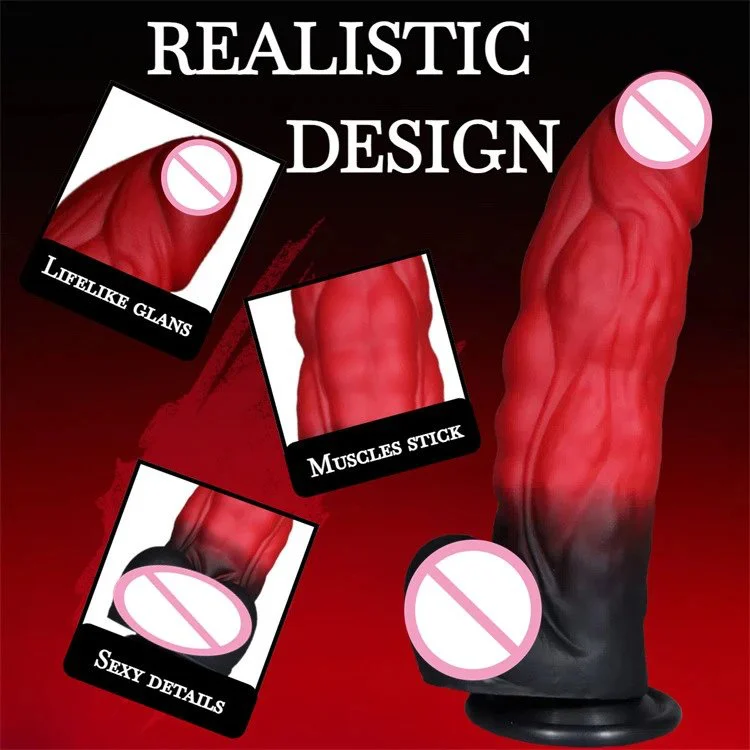 Female Masturbation Gradient Color Realistic Liquid Silicone Super Big Size Huge Thick Dildos XXXL