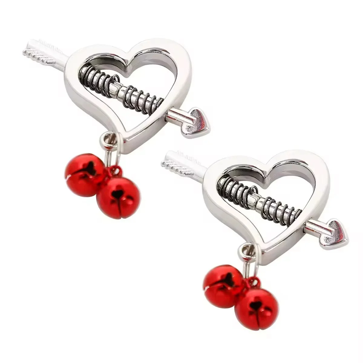 Sex Game Heart Shape Nipple Clamp Clips with Bell Play Adjustable Restraints Intimate Toys Accessories