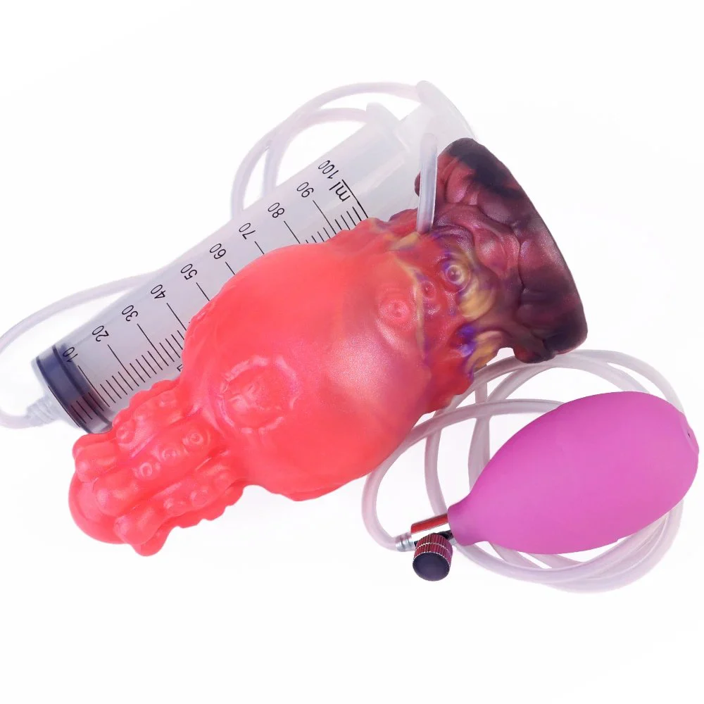 Liquid Silicone Rubber Inflatable Squirting Dildo Suitable for Women Suction Cup Dildo Can Also Be Used As an Anal Plug Sex Toy