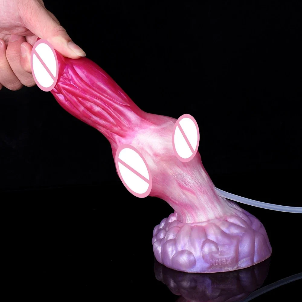 Liquid Silicone Ejaculation Dildo Penis Masturbation Sex Toys Fantasy Animal Dog Knot Dildo Squirting Dildo for Women