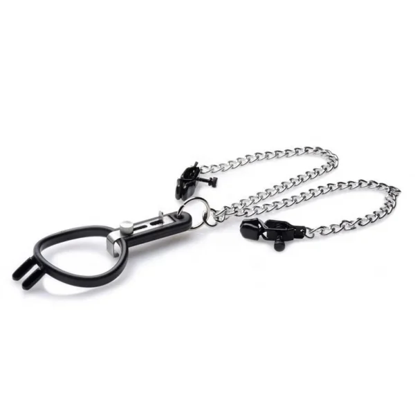 Mouth Spreader with Nipple Clamps Open Mouth O Ring Gag Oral Sex Harness Restraints Toys