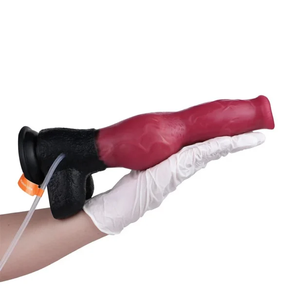 Extra Long Soft Inflatable Squirting Dog Dildo 10.2'' Silicone Adult Stimulation Animal Anal Squirting Cock with Knot for Woman