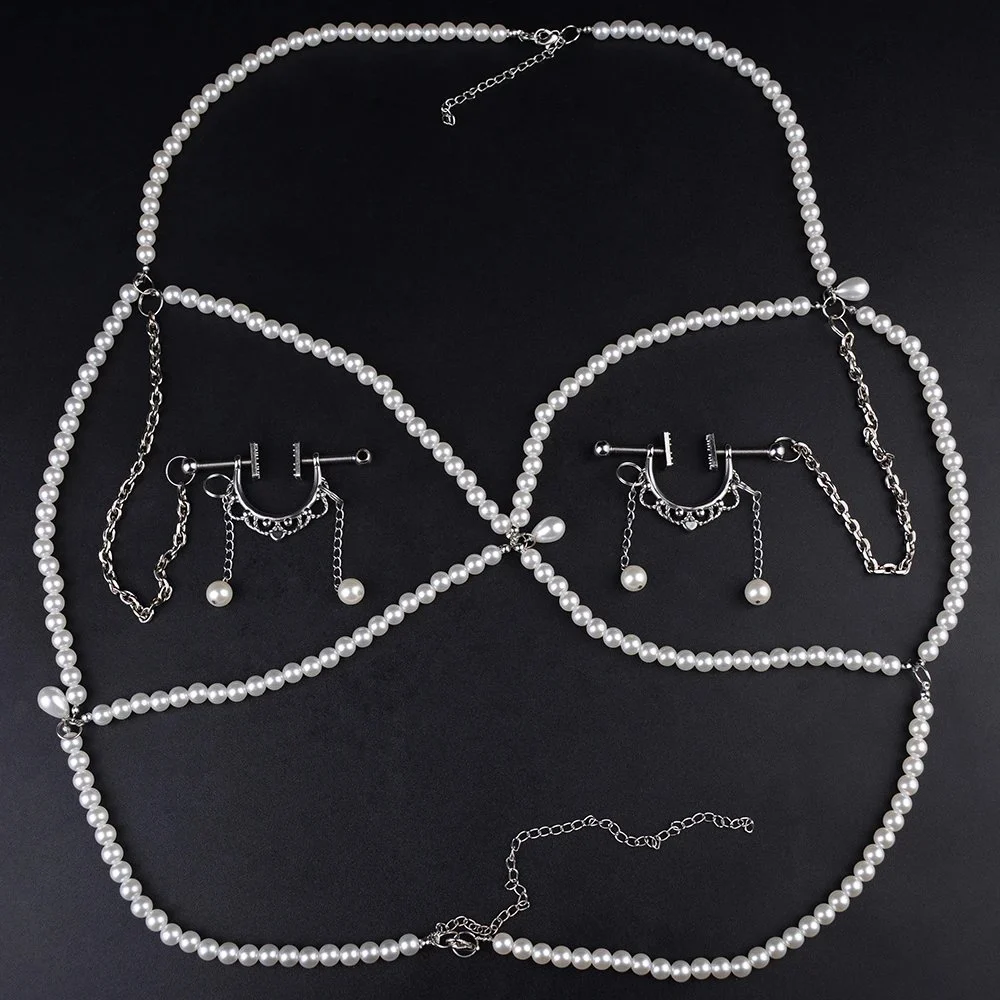 Sex Nipple Toys Metal Chain 2 Nipple Clips for Bra Kit for Couple Game Play Cosplay Pleasure