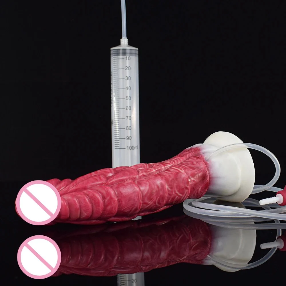 Ejaculation Realistic Dildo Sex Toys for Women Soft Flexible Silicone Animal Cock Penis Squirting Dildo with Scuction Cup