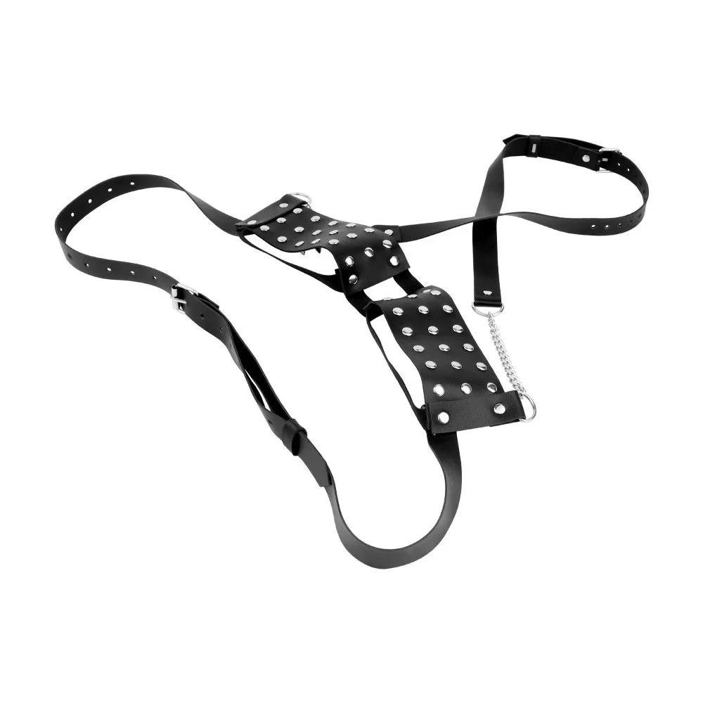 PU Leather Spikes Stimulation Breast Restraint Sex Toys Belt Lingerie Bondage Kit Harness Lingerie for Couple Games Pleasure