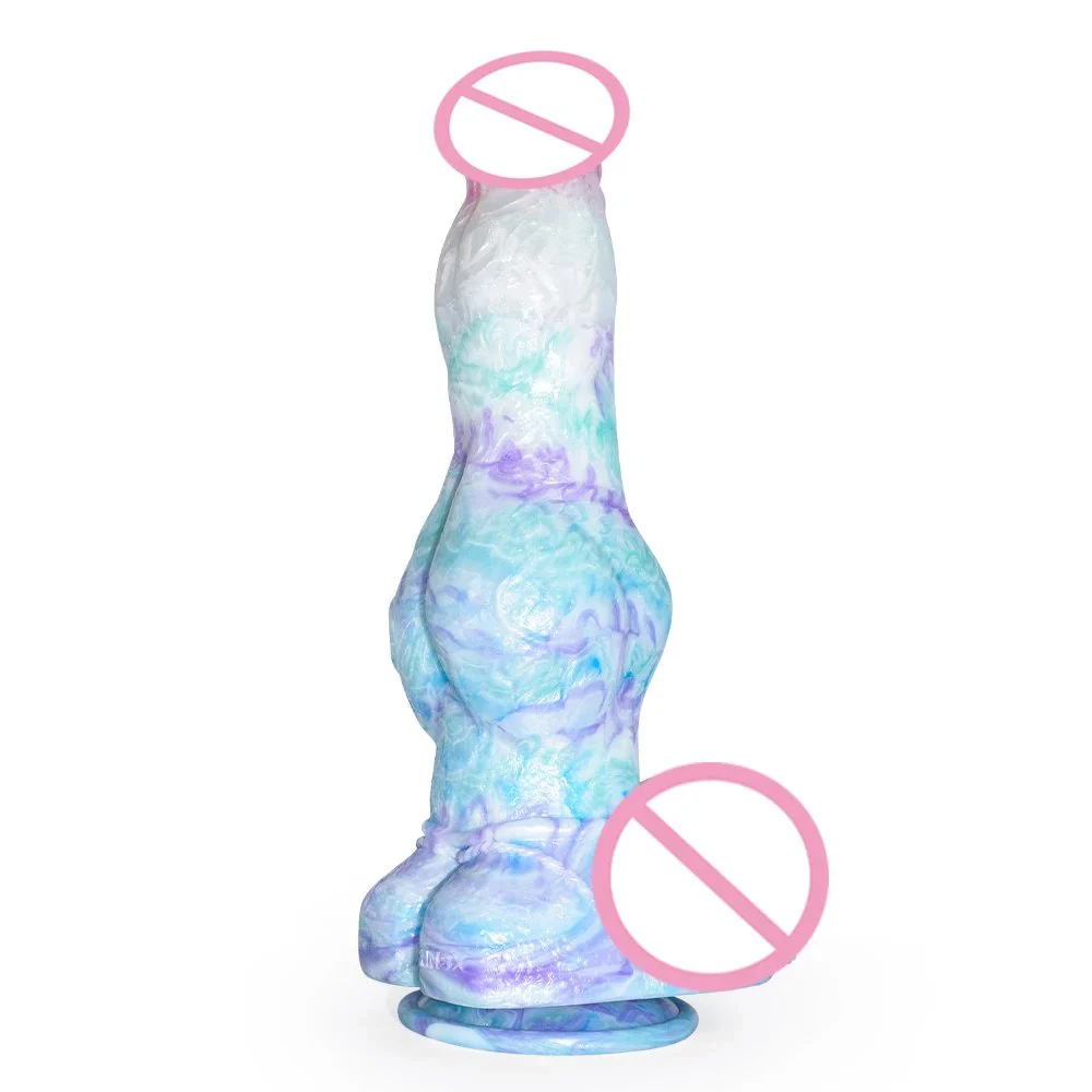 Silicone Big Knot Dog Dildo With Suction Cup Color Mixed Fantasy Animal Penis Butt Plug Size S M L Sex Toys