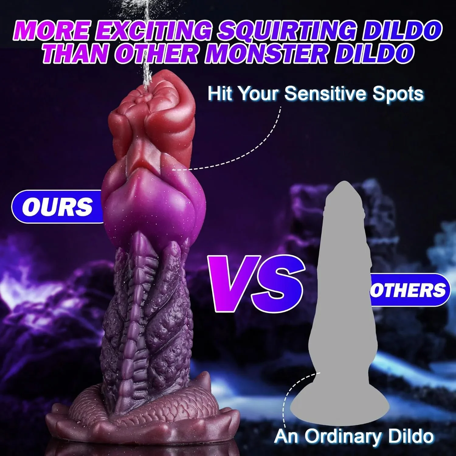 Silicone Dragon Dildo with Squirting & Ejaculating Features Soft Adult Anal Dildo Suction Cup Huge Fantasy Alien Knot for Women