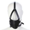 PU Leather Half Mask With Oral Fixation Stuffed Adult Game Open Mouth Gag Ball Head Harness Sex Toys for Woman
