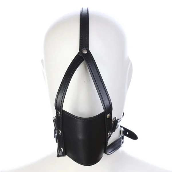 PU Leather Half Mask With Oral Fixation Stuffed Adult Game Open Mouth Gag Ball Head Harness Sex Toys for Woman