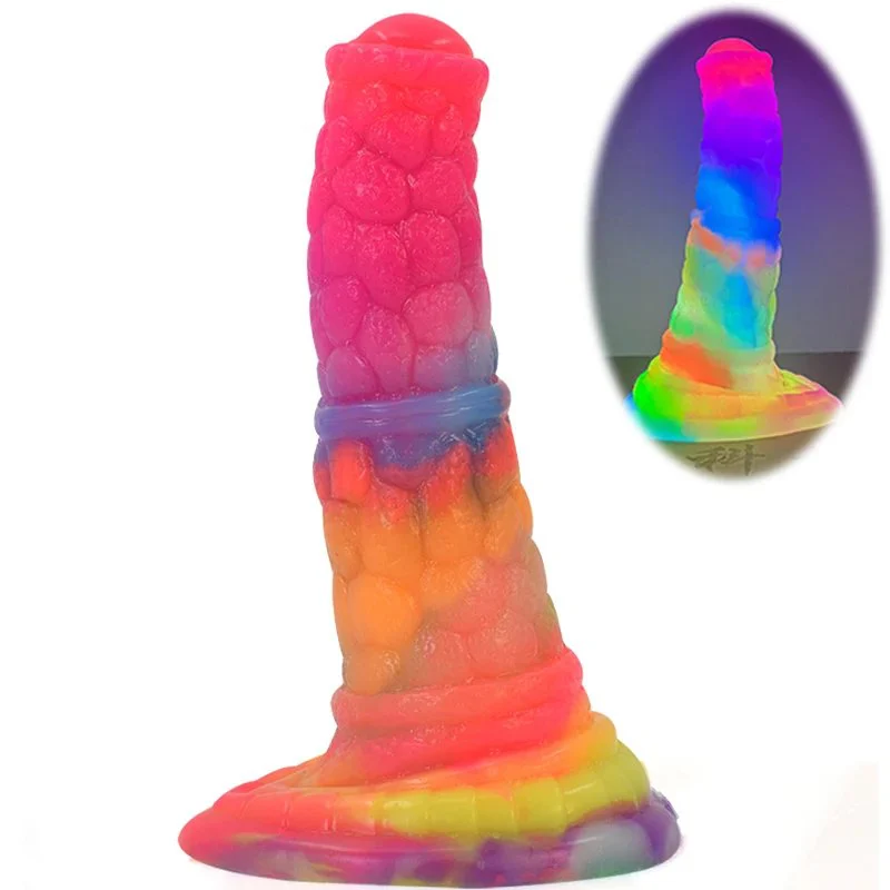 Glow in Dark Dildo Colorful Health Sex Toy Luminous Silicone Monster Dildo Soft and Flexible Sex Tool Freaky