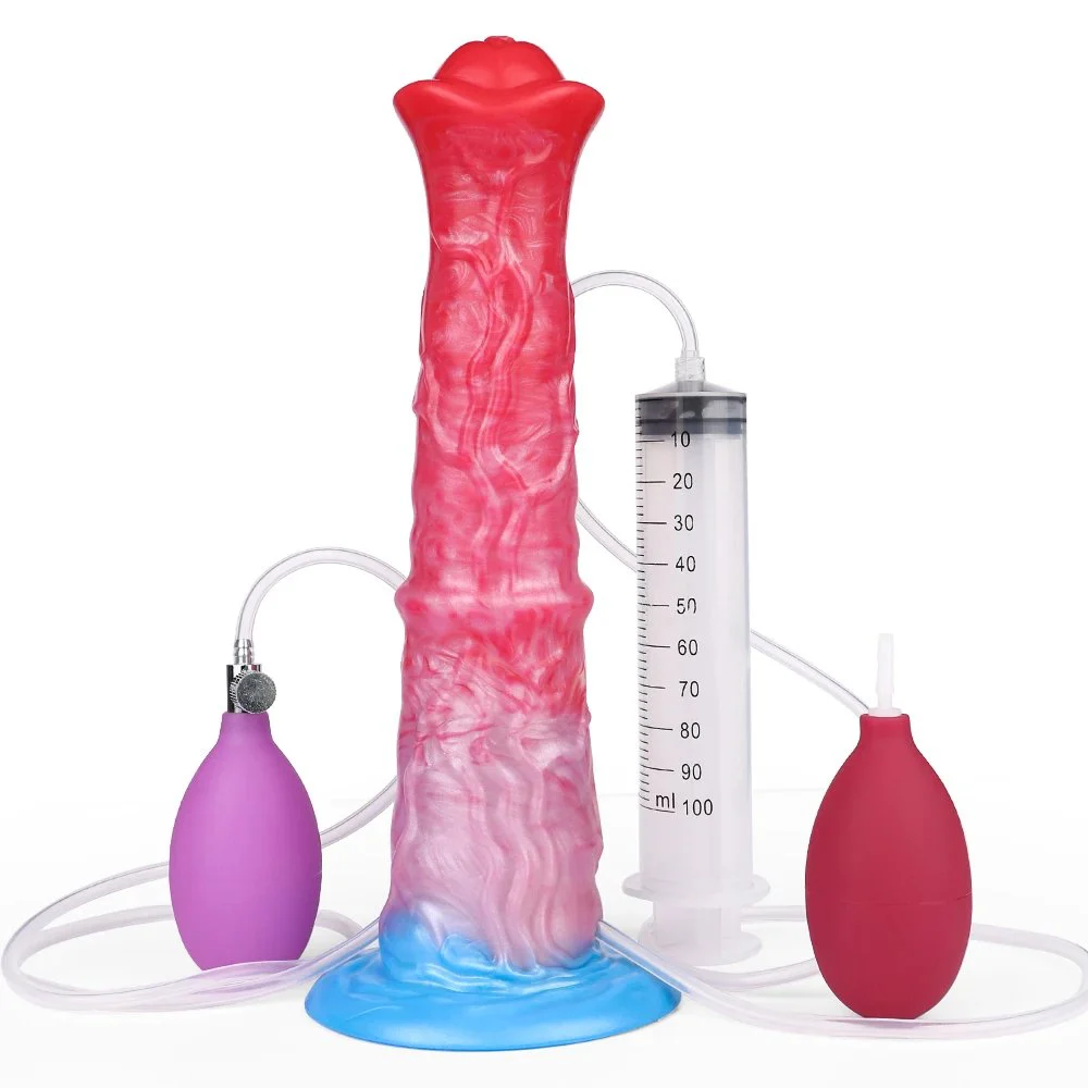 Horse Squirting Dildo Long Inflatable Anal Dilator Female Anal Plug Silicone Large Dildos for Adults Man Women Masturbation
