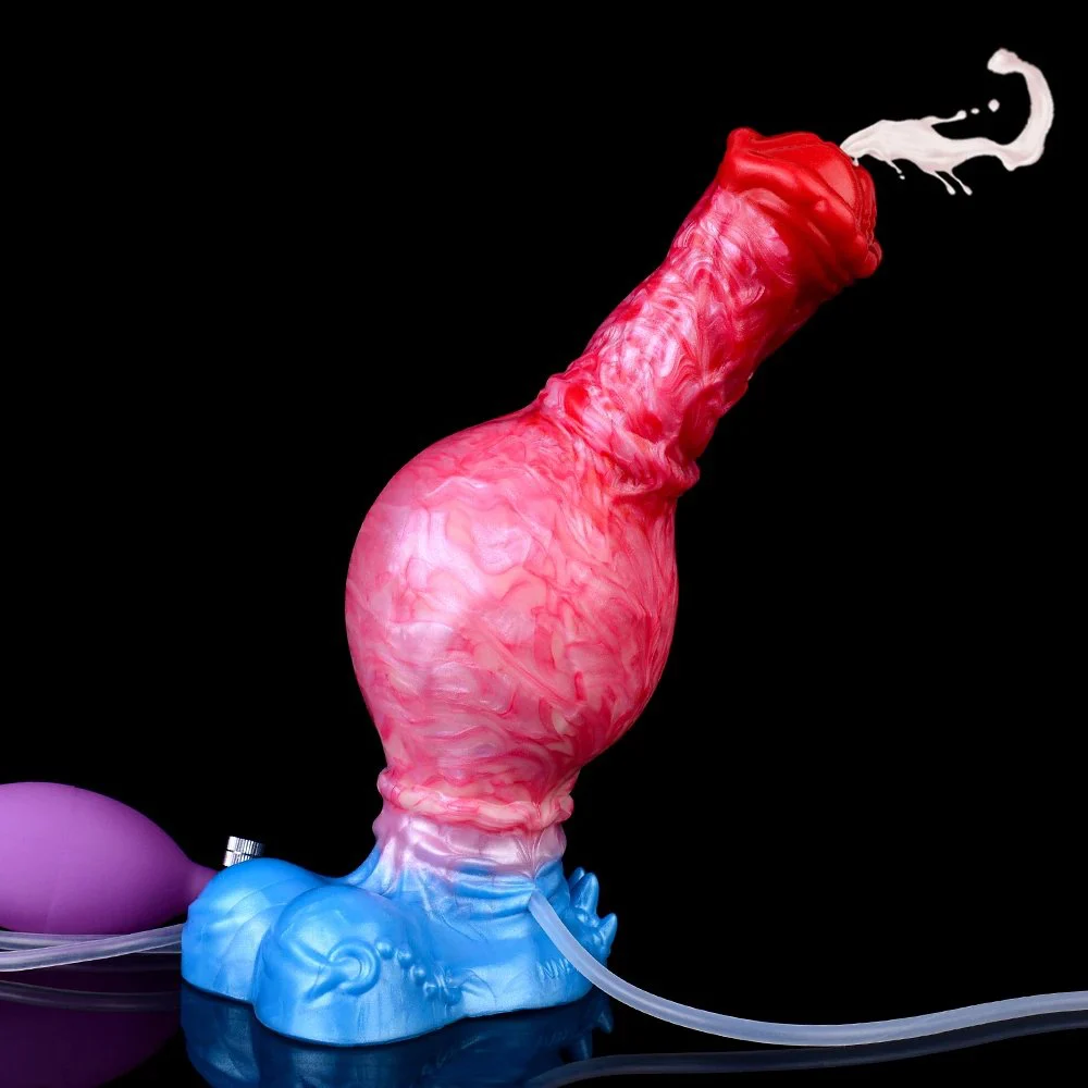 Fire Dragon Inflatable Water Spray Dildo Fantasy Monster Dildo Soft Silicone Spray Dildo Masturbator Adult Sex Toys