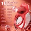 10 Modes Rechargeable Male Delay Ring Vibrating Tongue Cock Ring for Men Sex Toys