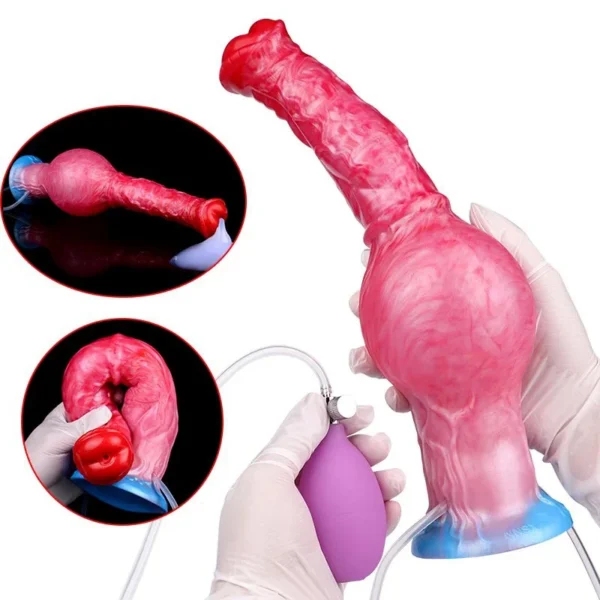 Silicone Horse Squirting Inflatable Penis Long Anal Dildo With Suction Cup Adult Sex Toys for Men Women Masturbation