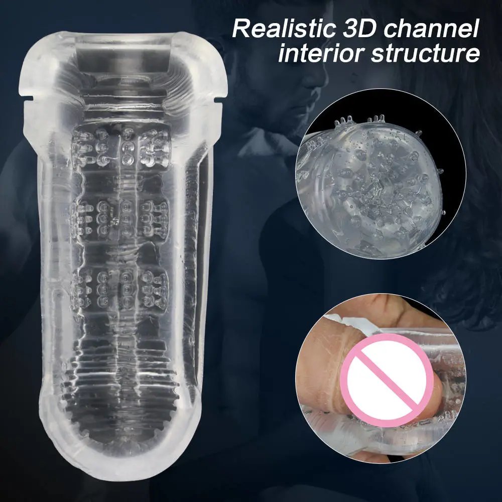 Male Penis Exerciser Transparent Squeeze Masturbation Cup Air Suction Pocket Pussy Portable Adult Intimate Toy
