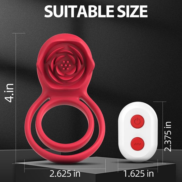Remote Controlled Silicone Vibration Waterproof Cock Ring for Men Masturbation Rose Shaped Vibrator for Couples
