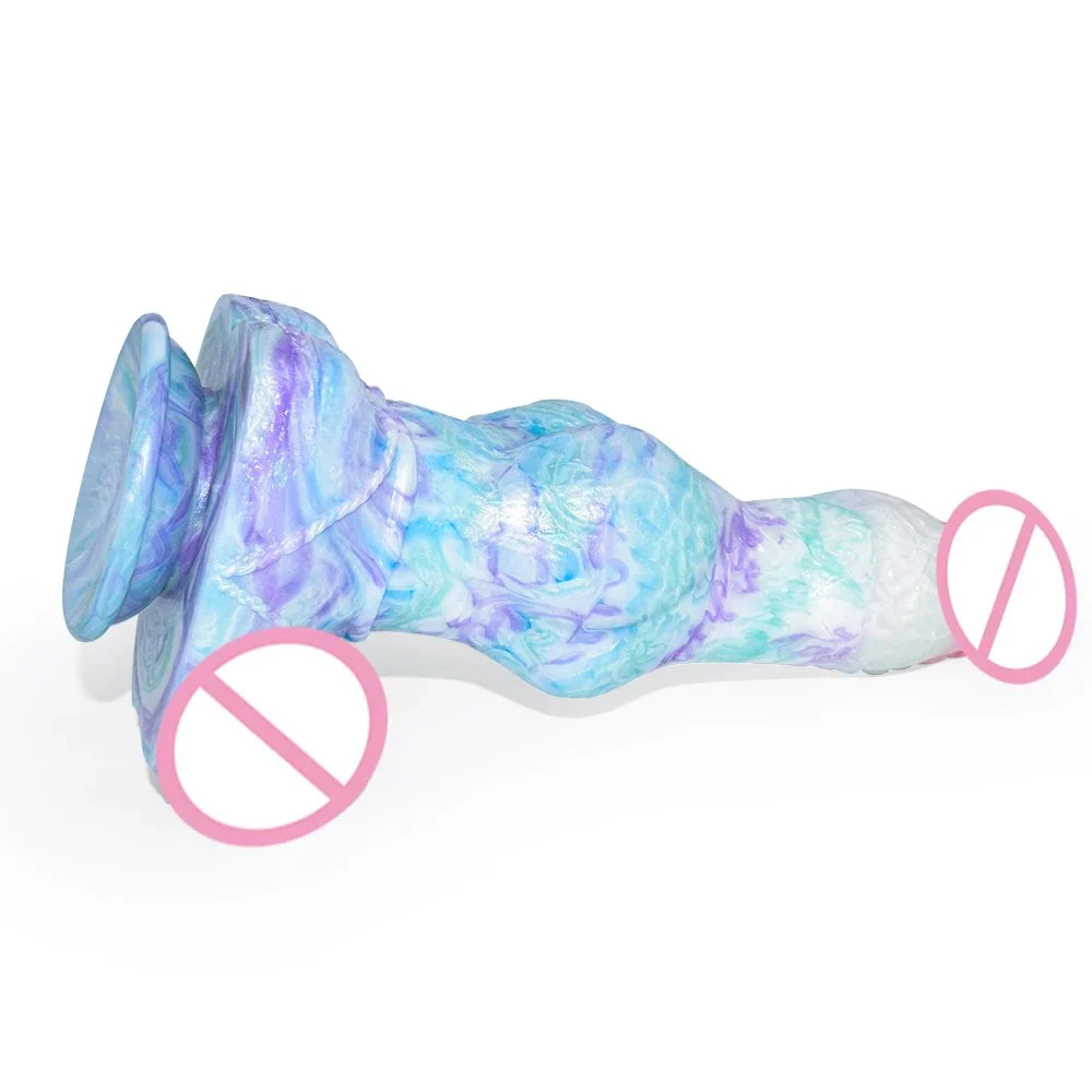 Silicone Big Knot Dog Dildo With Suction Cup Color Mixed Fantasy Animal Penis Butt Plug Size S M L Sex Toys