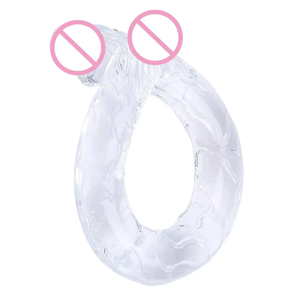 High Transparent TPE Simulation Double Head U-Shaped Dildo Soft Adult Sex Toy Direct for Lesbian Masturbation Glass