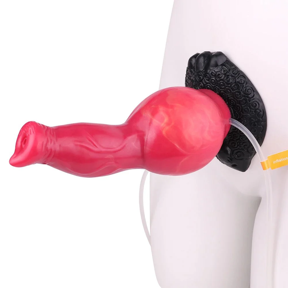 Fantasy Inflatable Squirting Dildo Anal Plug Thick Big Dog Knot Dildo Animal Penis Realistic Ejaculating Sex Toy for man Women