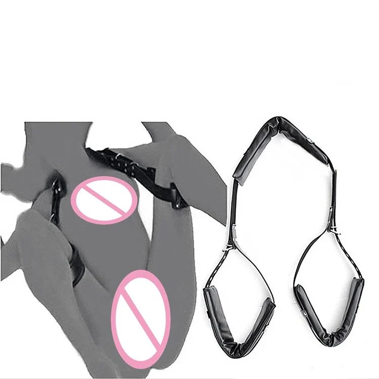 PU Leather Sponge Open Leg Bondage Restraints Neck Leg Spreader Strap Slave Bondage Thigh Cuffs