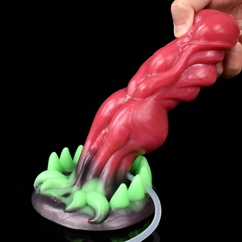Fantasy Knot Ejaculation Dildo with Sucker Monster Squirting Penis Sex Toys Flexible Silicone for Female Males