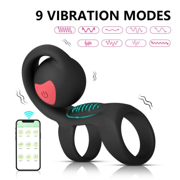 APP Remote Control Double Motor 9 Modes Snail Sexual Vibrating Cock Ring for Adult Toy