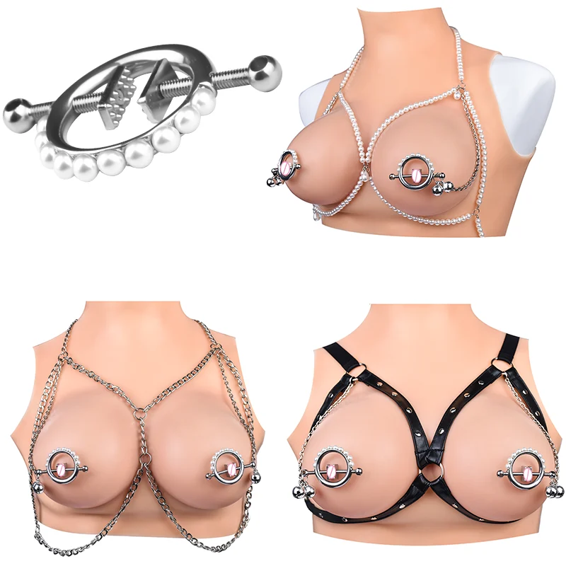 Non-Piercing Metal Simulator Nipple Clamps for Couple Non-Piercing Nipplerings Clip on Nipple Rings Decorative Clip