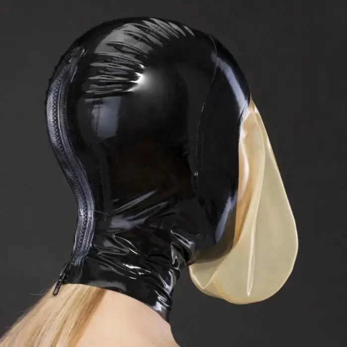 Adult Toys Sexy Rubber Head Cover Latex Mask with Zipper Role Play Cosplay Fetish Latex Mask