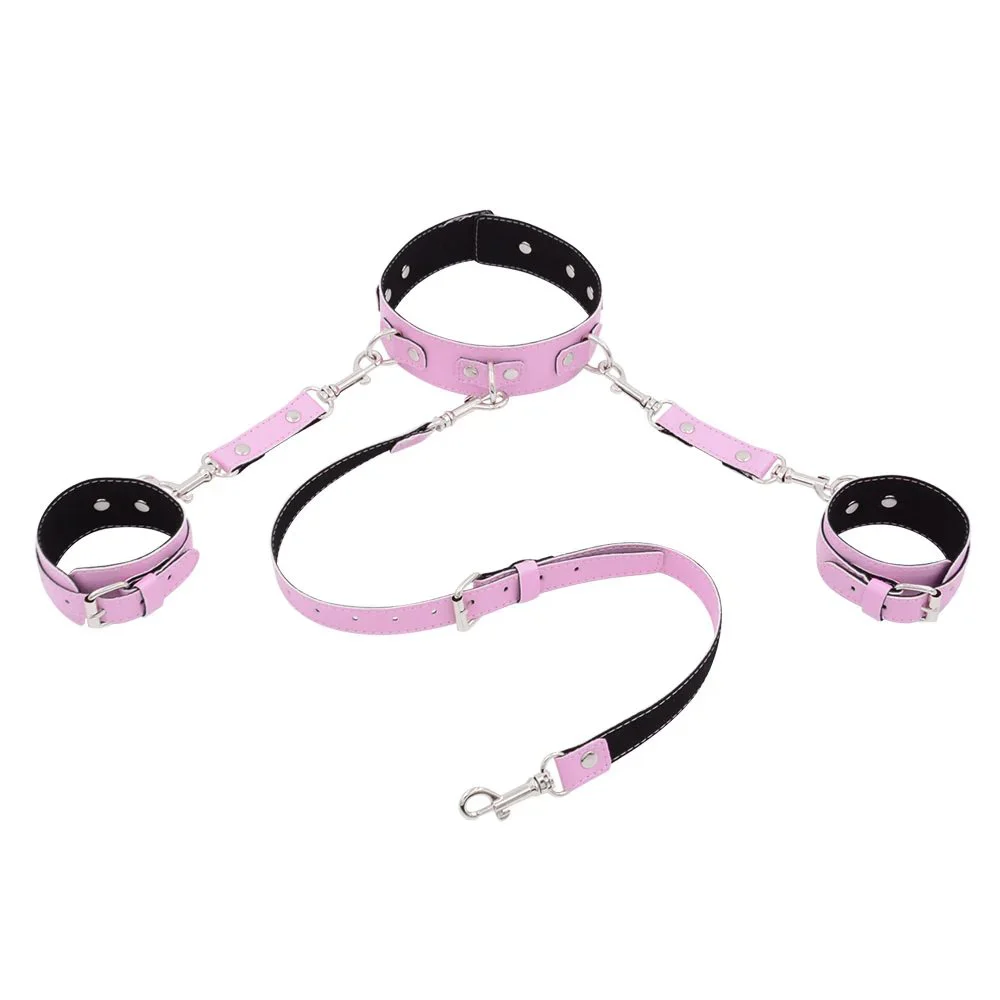 Bondage Hands Neck Connected Adult Sex Toy Leather Handcuffs Collar Other Sex Toy