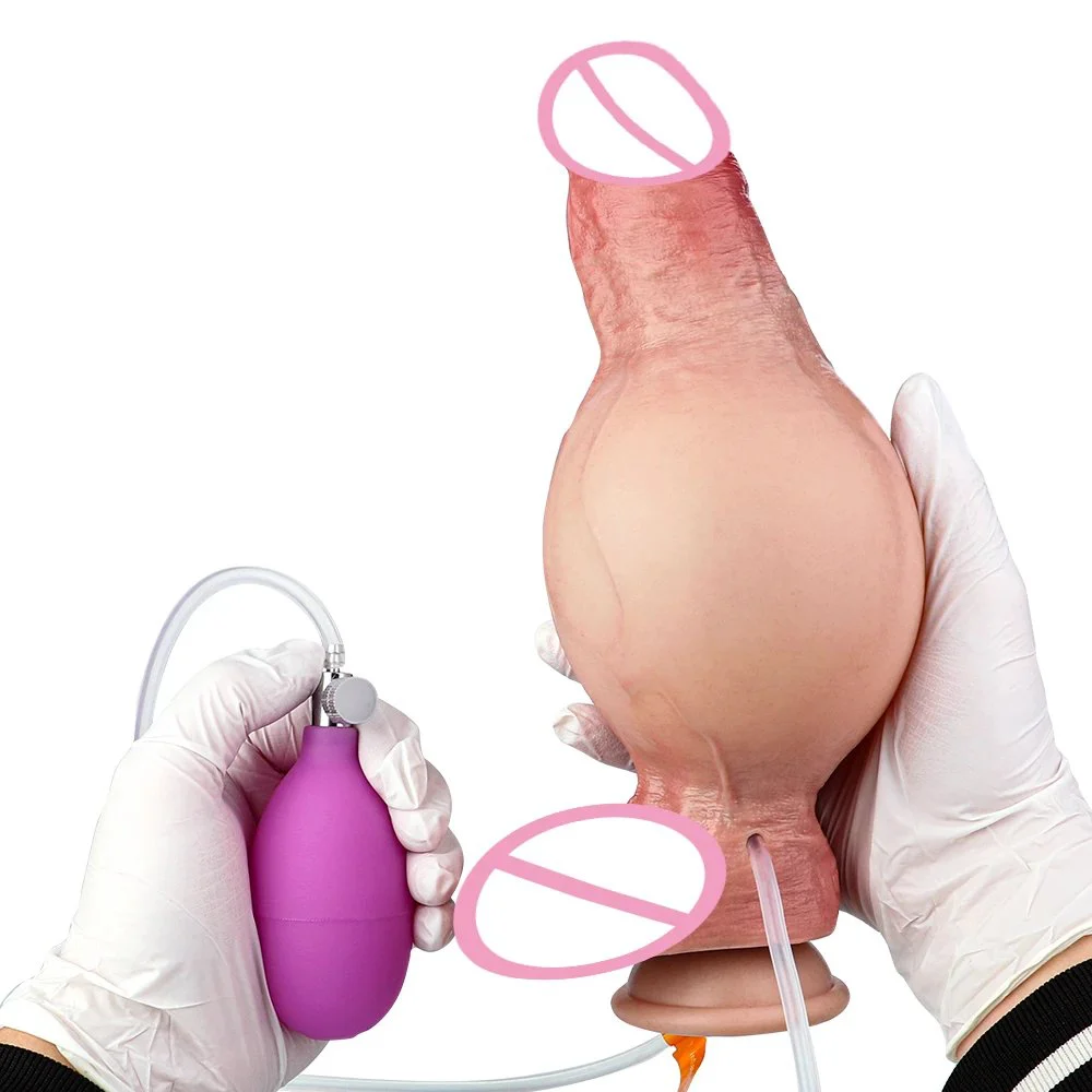 Inflatable Water Spray Ejaculation Dildo Silicone Artificial Penis Female Masturbator Simulation Sex Dildo