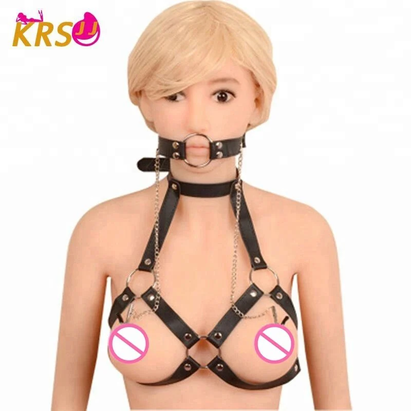 Sex Couple Leather Neck and Breast Belt Female Sex Bondage
