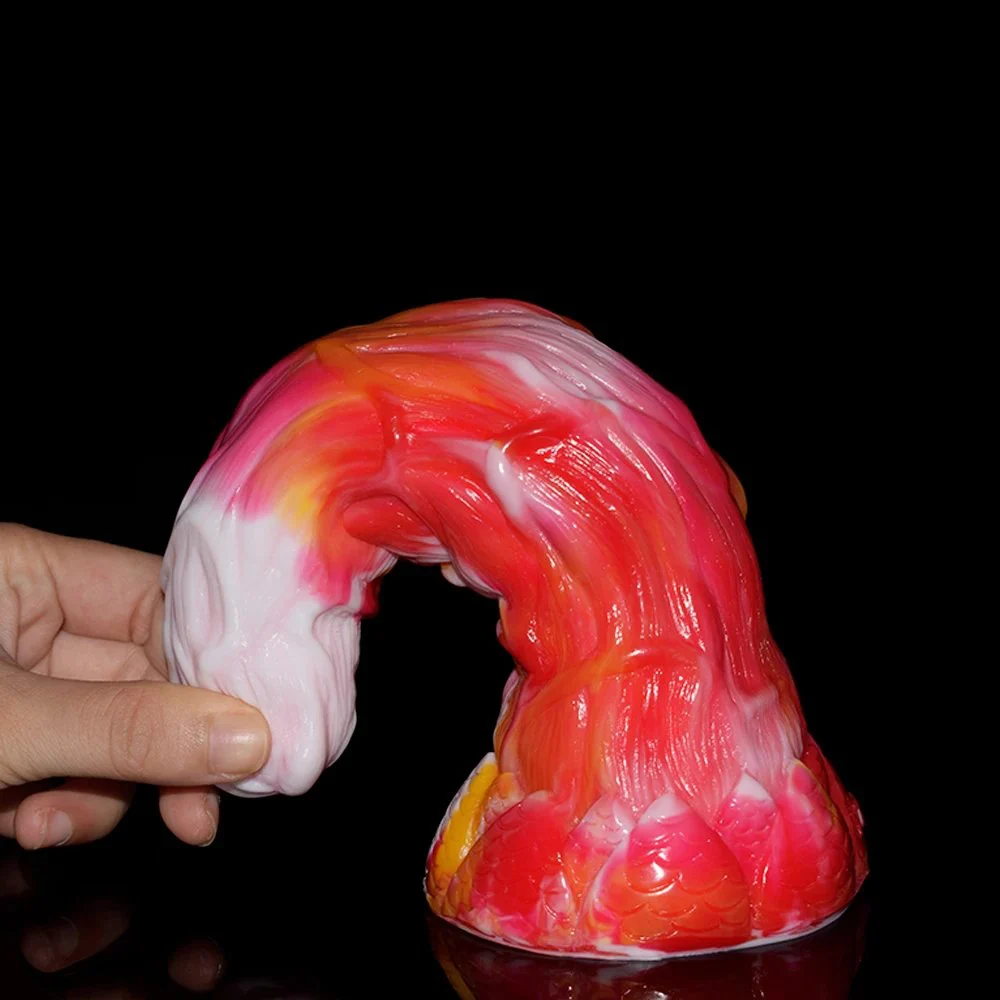 Golden Color Lifelike Dragon Sex Toys Vagina Clitoris Stimulation Anal Plug Odd Rubber Penis for Gay Erotic Games