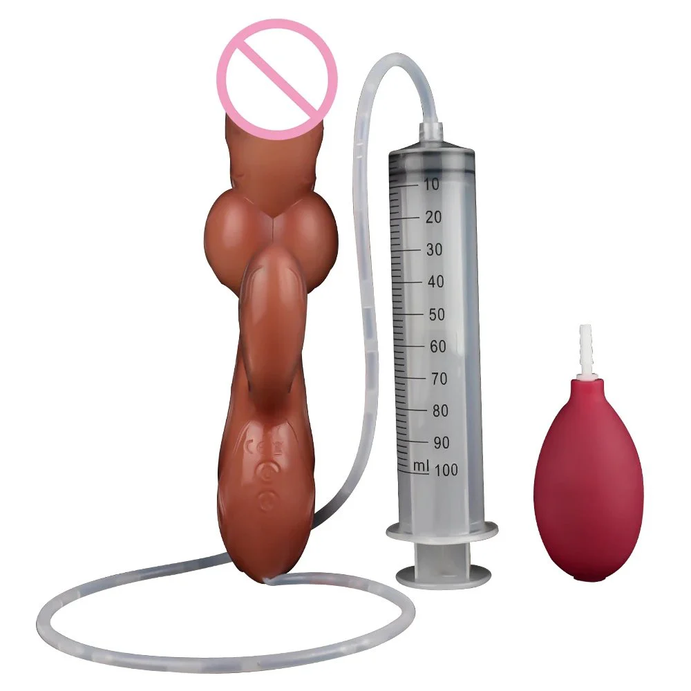 Head Heating Function and Squirting Function Dildos Vibrating Anal Plug Two Skins Color Dildos