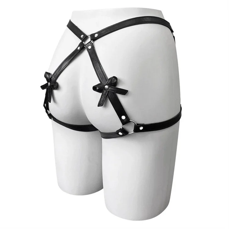 Sex Toys Handcuffs Erotic Bondage Accessories Bow Garter Belt Leather Bondage Harness Women