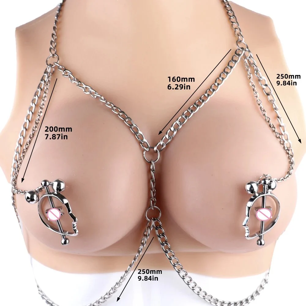 Women Using Nipple Clamps Metal Breast Clip Heavy Nipple Stimulator Women Beginner Breast Sex Toys with Leather Pearl Chain