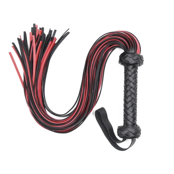 Bondage Whip Braided Handle PU Leather Whip Bright Leather Fun Handle Tune Game Queen Whip Adult Sex Toys