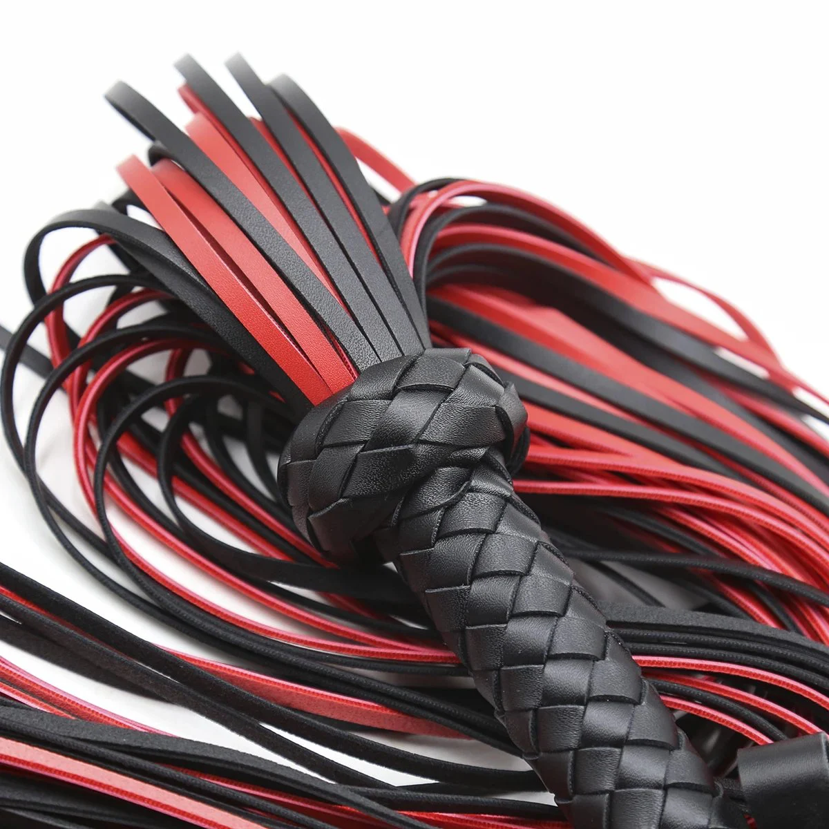 Bondage Whip Braided Handle PU Leather Whip Bright Leather Fun Handle Tune Game Queen Adult Sex Toys