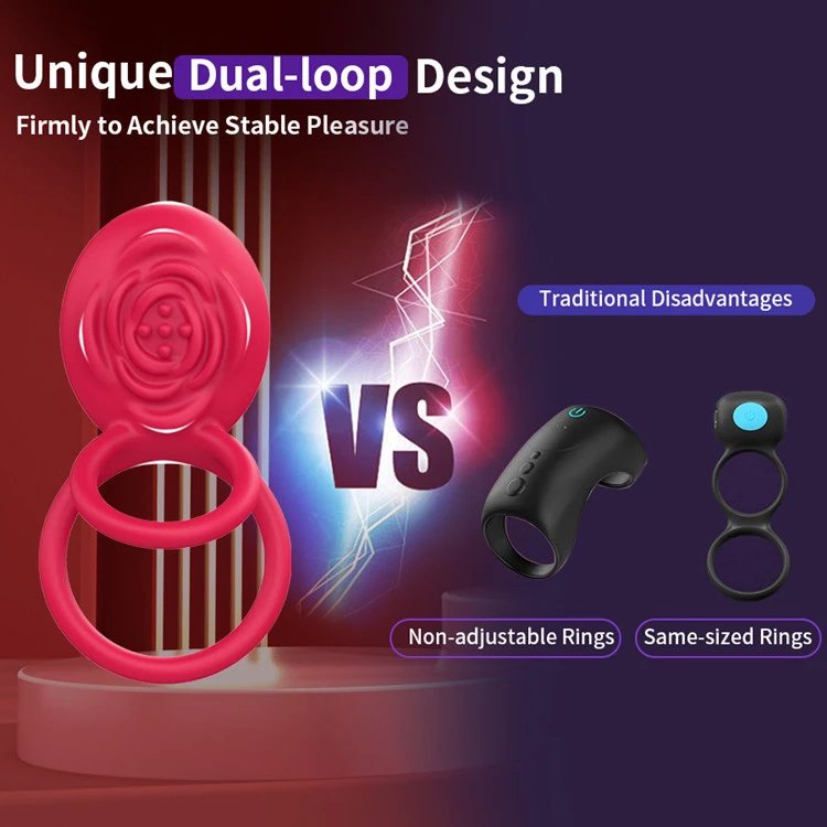 Remote Controlled Silicone Vibration Waterproof Cock Ring for Men Masturbation Rose Shaped Vibrator for Couples